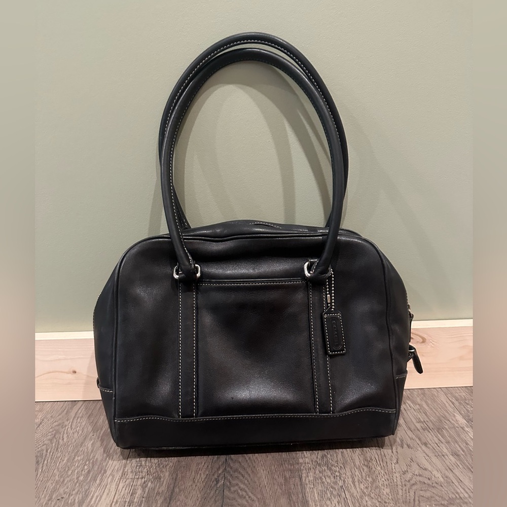 Vintage Coach Hampton Doctor Bowling Bag Black Leather Shoulder Purse KOS 7786